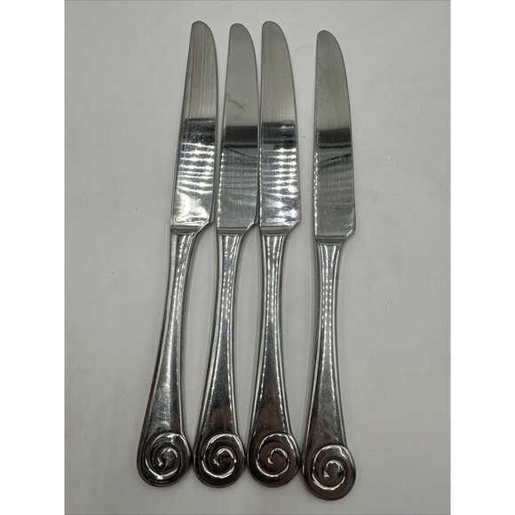 Lot of 4 Robert Welch AMMONITE BRIGHT Stainless Dinner Knives 9 3/4" - Picture 3 of 5